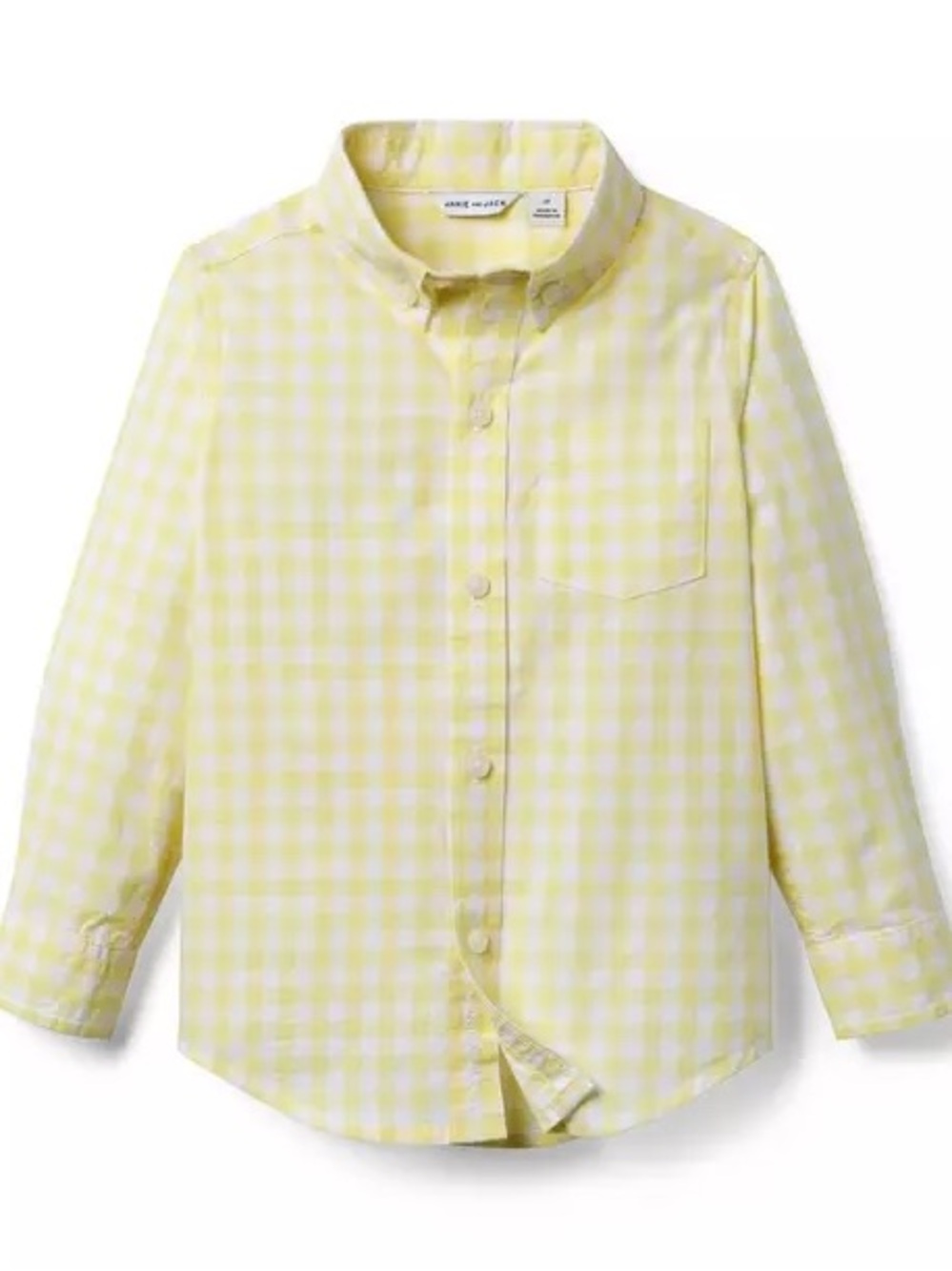 Janie and Jack Yellow Moon Gingham Poplin Shirt, Size 3